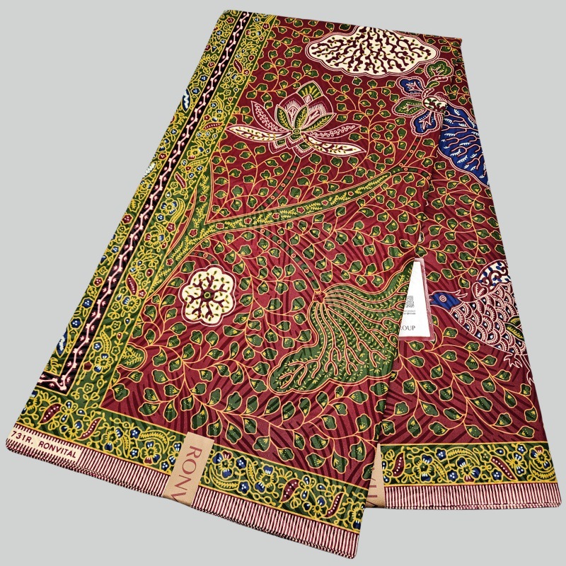 Sewing Batik - 46인치 * 6야드 녹색 잎사귀 프린트