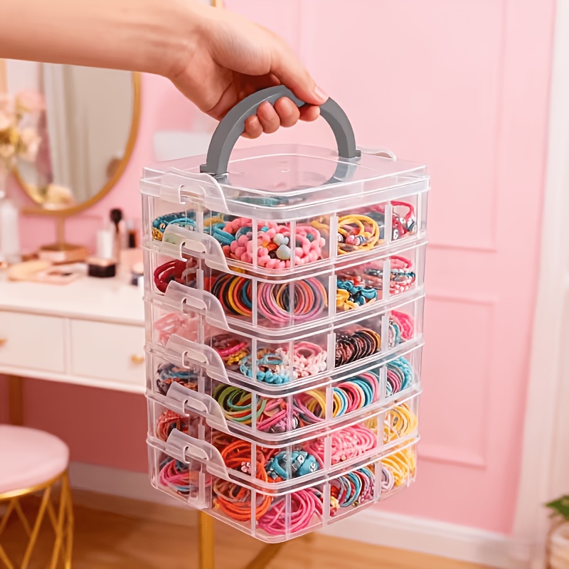 Sewing Tas - 뚜껑과 손잡이가 있는 5겹 투명 수납함,