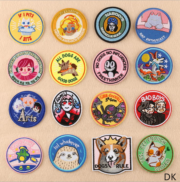 Sewing Id - 라운드 자수 패치 다리미, 청바지 코트,
