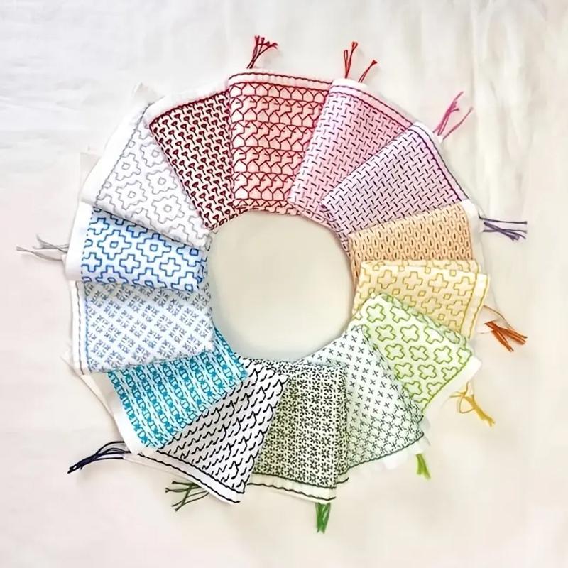 Sewing Kit - 9/32개 실과 바늘 데님 원단 손자수