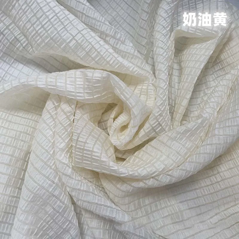 크림 옐로우 체크 패브릭 여름 의상 바느질을위한 부드러 - Textile And Sewing Materials 리뷰 및 가격