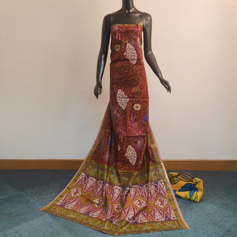 46인치 * 6야드 녹색 잎사귀 프린트 레드 아프리카  - Sewing Batik 리뷰 및 가격