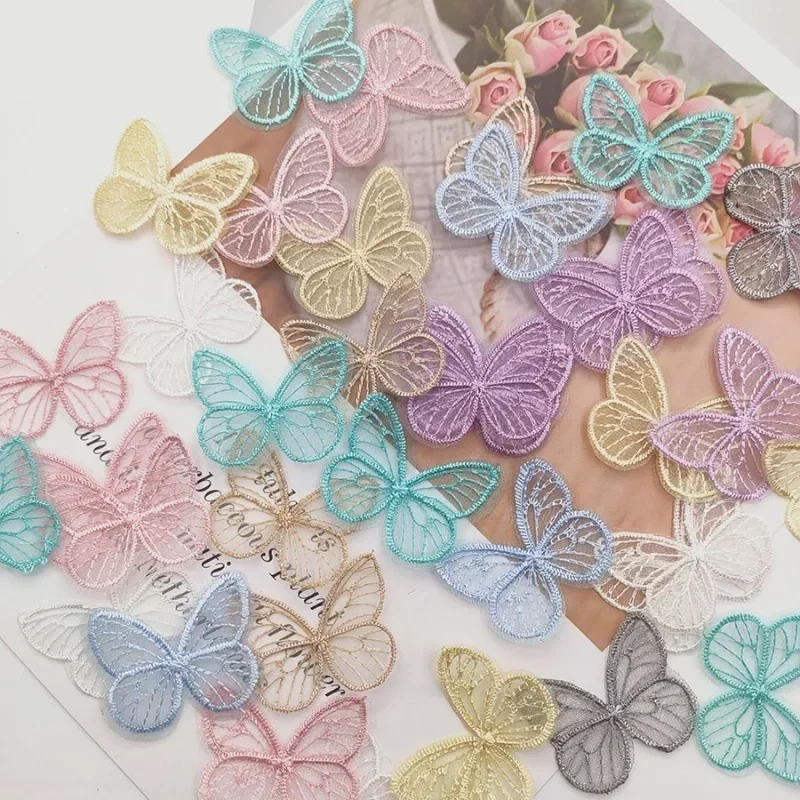 20 개/몫 4.5*3.5cm 수 놓은 메쉬 나비 천  - Sewing Tas 리뷰 및 가격