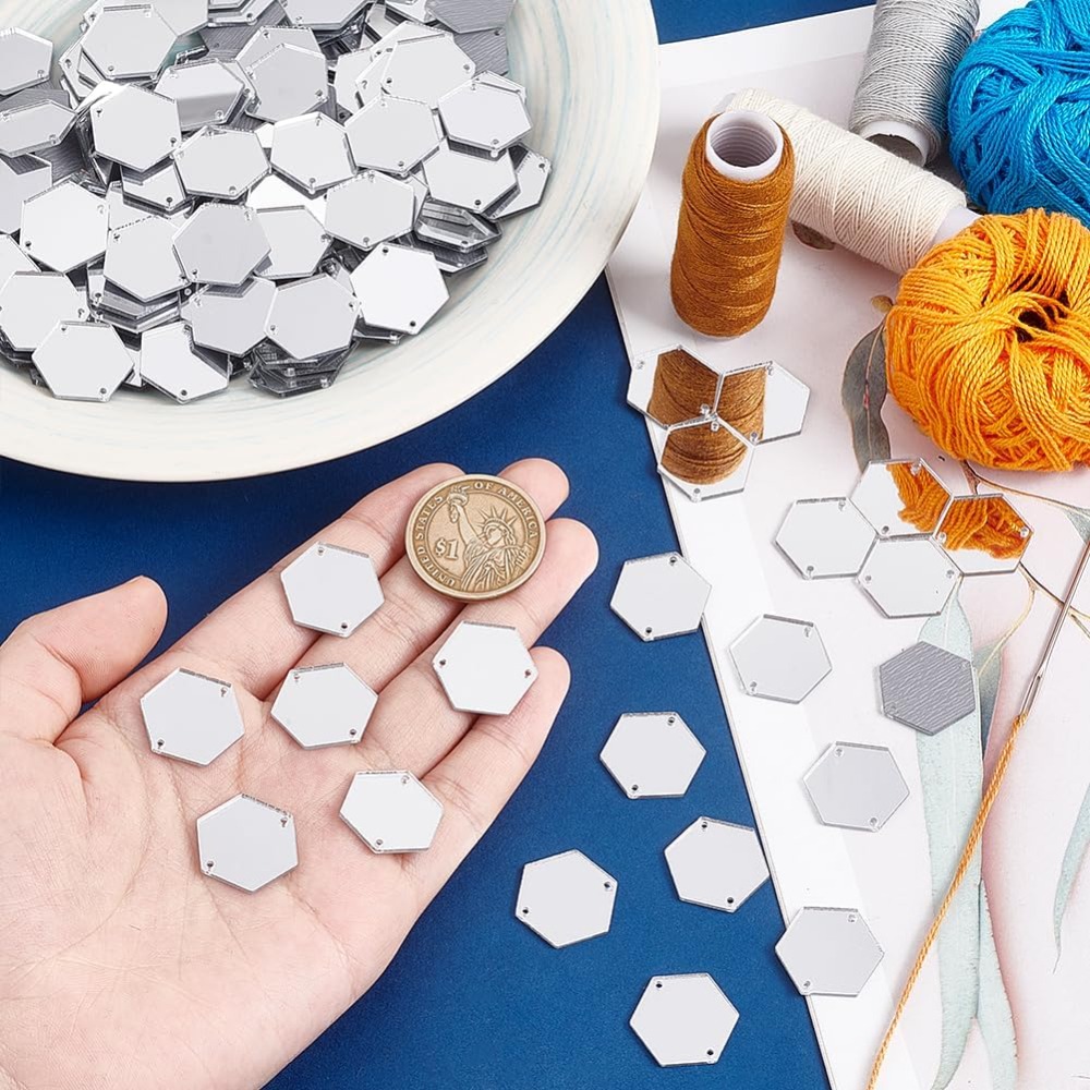 200pcs 거울에 육각형 바느질 구멍이있는 거울 조각 - Sewing Kit 리뷰 및 가격