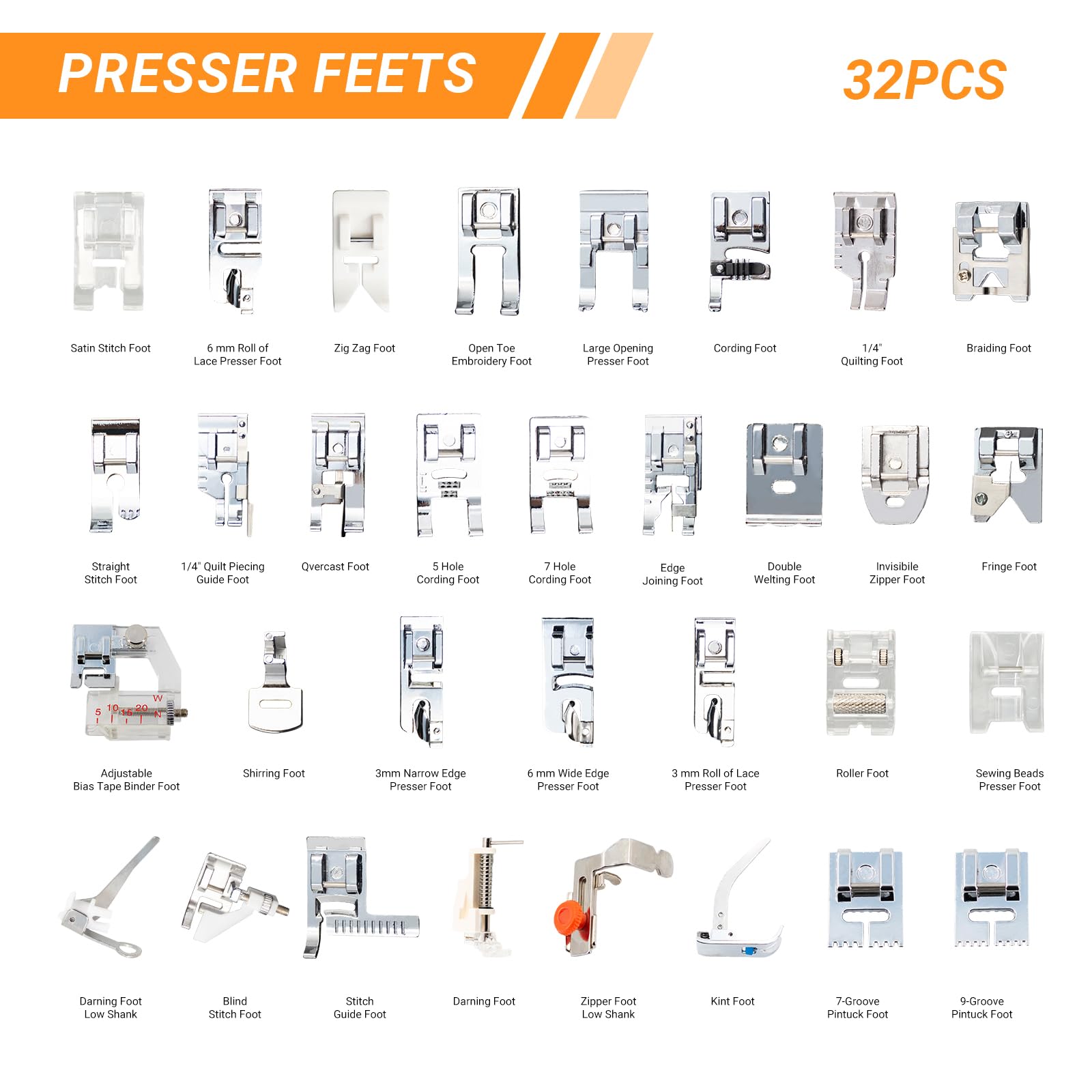 32 in 1 다기능 재봉틀 프레서 풋 키트 |   퀼 - Zipper Foot Presser 리뷰 및 가격