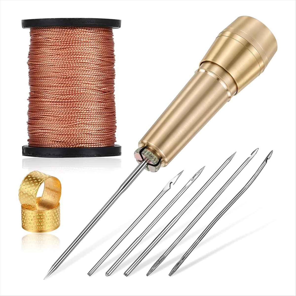 9개 가죽 바느질 도구 세트 구리 손잡이와 6개 바늘  - Sewing Kit 리뷰 및 가격