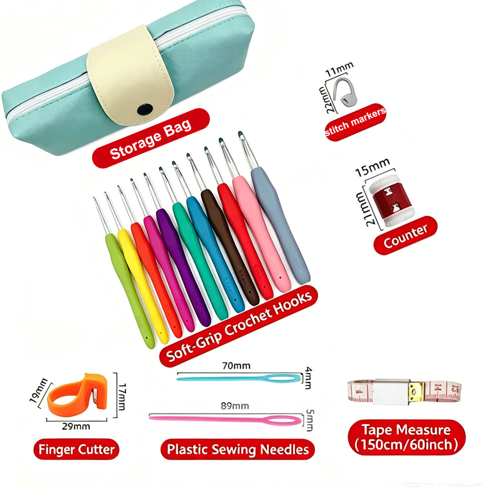 37개 크로셰 훅 세트, 보관 가방 포함, 부드러운 손 - Sewing Kit 리뷰 및 가격